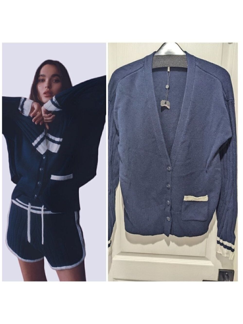 Nwt Rag & Bone | Serena V-Neck Cardigan In Navy